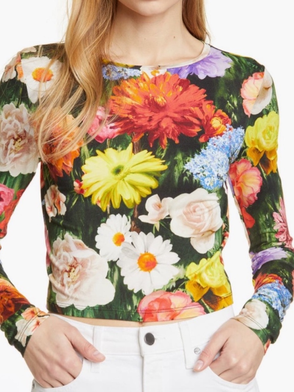 Alice and Olivia Delaina Floral Garden Print Top Small $295